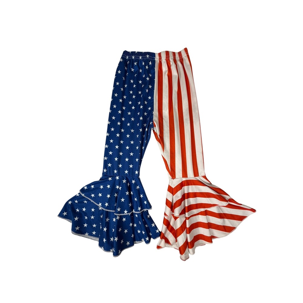 Unbranded Bell Bottom Pants Kids Size 3-4 Red White Blue Excellent Patriotic